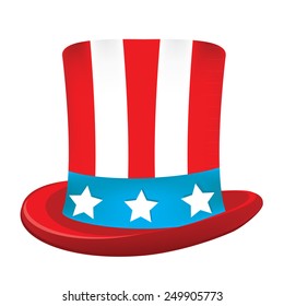 Uncle Sam Hat Vector Icon Isolated On White, American Hat, Independence Day