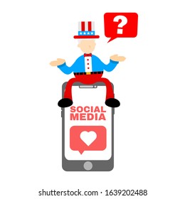 uncle sam and love icon media social  flat design illustration good use for presentation