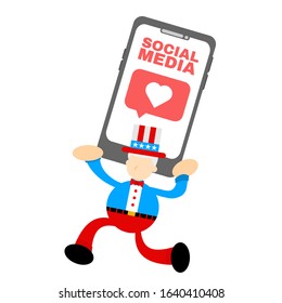 uncle sam and love icon media social flat design illustration good use for presentation
