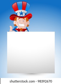 Uncle Sam with Paper Banner