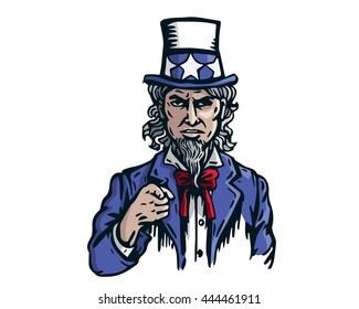 Uncle Sam Patriotic American Caricature - The Super Power Game