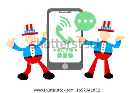 uncle sam and phone call flat design illustration good use for presentation