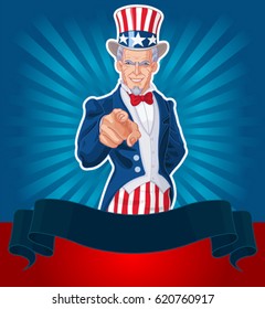 Uncle Sam pointing patriotic design