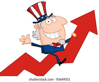 Uncle Sam Riding Up On A Statistics Arrow