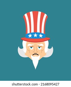 Uncle Sam sad emoji. sorrowful emotions. Uncle Sam dull.