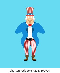 Uncle Sam scared OMG emotion. Oh my God emoji. Frightened Uncle Sam