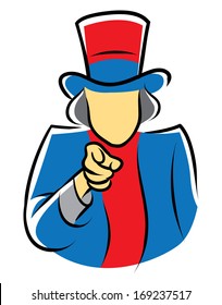 Uncle Sam Symbol Vector Cartoon Illustration