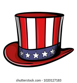 Uncle sam tall hat with usa flag. American independence day clothing.