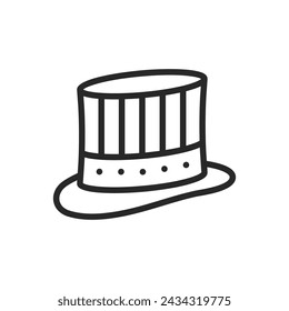 Uncle Sam Top Hat Icon. Thin Line Outline Vector Sign Ideal for Patriotic American Holidays, National Celebrations, and Political Events.