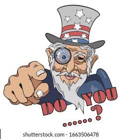 Uncle Sam. Vector drawing on a white background.