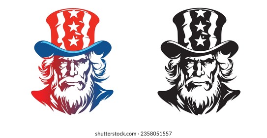 Uncle Sam vector illustration on white isolated