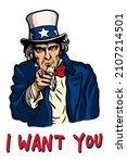 Uncle Sam vector illustration with pointing hand