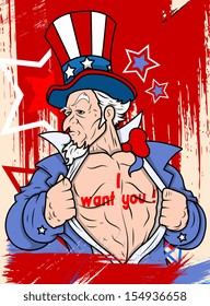 Uncle sam - I want you - 4th of July Vector theme Design