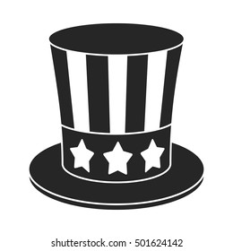 Uncle Sam's hat icon in black style isolated on white background. Patriot day symbol stock vector illustration.