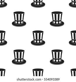 Uncle Sam's hat icon in black style isolated on white background. Patriot day pattern stock vector illustration.