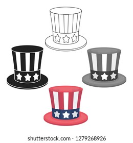 Uncle Sam's hat icon in cartoon style isolated on white background. Patriot day symbol stock vector illustration.