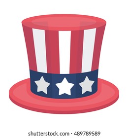 Uncle Sam's Hat Icon In Cartoon Style Isolated On White Background. Patriot Day Symbol Stock Vector Illustration.