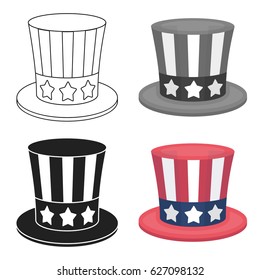 Uncle Sam's hat icon in cartoon style isolated on white background. Patriot day symbol stock vector illustration.