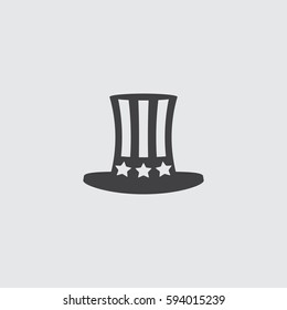 Uncle Sam's hat icon in a flat design in black color. Vector illustration eps10