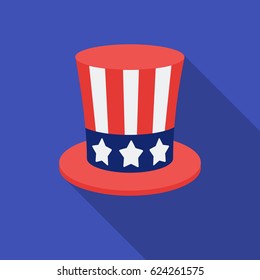 Uncle Sam's hat icon in flat style isolated on white background. Patriot day symbol stock vector illustration.