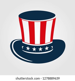 Uncle Sam's hat icon isolated on white background. Vector illustration.