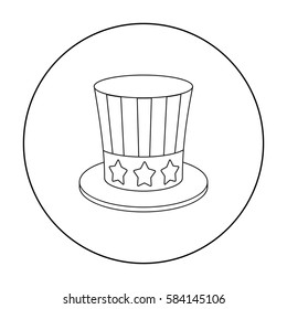 Uncle Sam's hat icon in outline style isolated on white background. Patriot day symbol stock vector illustration.