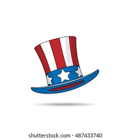 Uncle Sam's hat on white background. Vector