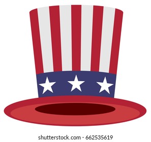 Uncle Sam's hat symbol of America. Isolated on white vector illustration