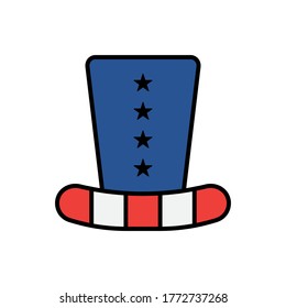 Uncle Sam's hat. Symbol of freedom and liberty. Vector Illustration Isolated on white background.
