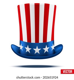 Uncle Sam's hat. Symbol of freedom and liberty. Vector Illustration Isolated on white background.