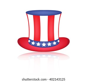 Uncle Sam's hat. Symbol of freedom and liberty. Isolated on white background