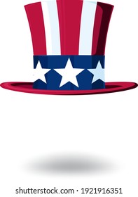 Uncle Sam's hat in a top hat stylized under the Stars and Stripes USA flag