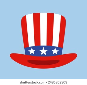 Uncle Sam's hat. United States patriotic symbol icon vector illustration