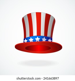 Uncle Sam's hat vector. 4 of July celebration icon .