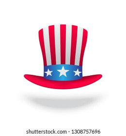 Uncle Sam's hat Vector illustration. American hat isolated on white background. 