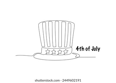 Uncle Sam's iconic hat. 4th of july one-line drawing svg