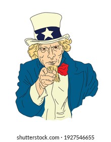 Uncle Sam's illustration, color vector illustration 