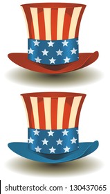 Uncle Sam's Top Hat For American Holidays/ Illustration of a set of two american patriot uncle sam hat with stars and stripes