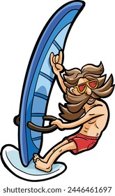 uncle Windsurfer Enjoying Summer Adventure
