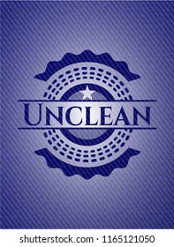 Unclean emblem with jean background