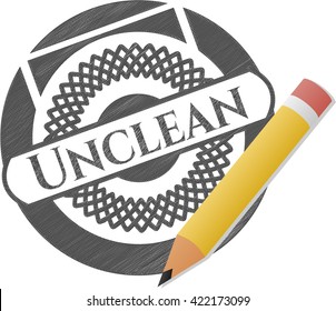 Unclean emblem with pencil effect