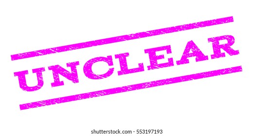 Unclear watermark stamp. Text tag between parallel lines with grunge design style. Rubber seal stamp with unclean texture. Vector magenta color ink imprint on a white background.