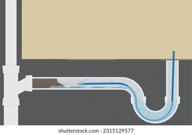 unclogging drain pipe with pressurized water equipment