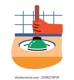 Unclogging icon in flat style 

