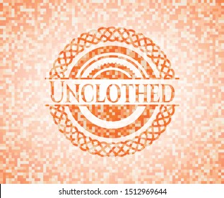 Unclothed orange mosaic emblem. Vector Illustration. Detailed.