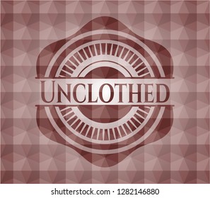 Unclothed red seamless emblem with geometric pattern background.