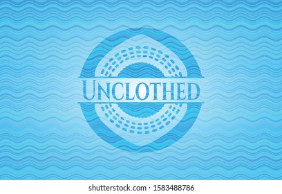 Unclothed water style badge. Vector Illustration. Detailed.