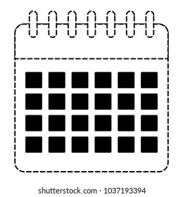 Uncolored calendar sticker over white background vector illustration