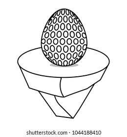 uncolored easter egg  on piece land  vector illustration