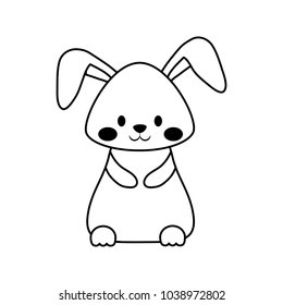 uncolored easter   rabbit vector illustration